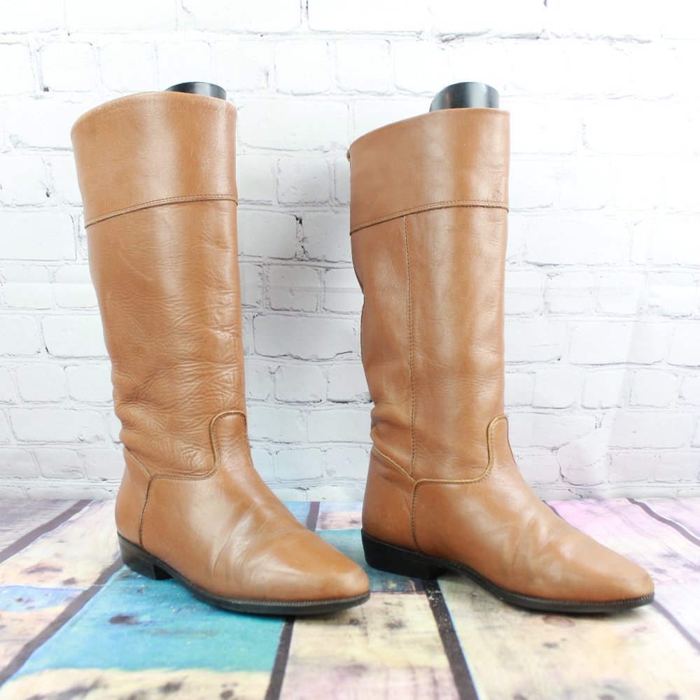 Vintage LL Bean Brown Leather Knee High Tall Riding Boot Size 6.5 B - Picture 3 of 9